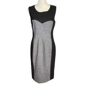 Venus Women’s Sheath Dress Size 10 Colorblock Wool Blend Sleeveless Black Gray